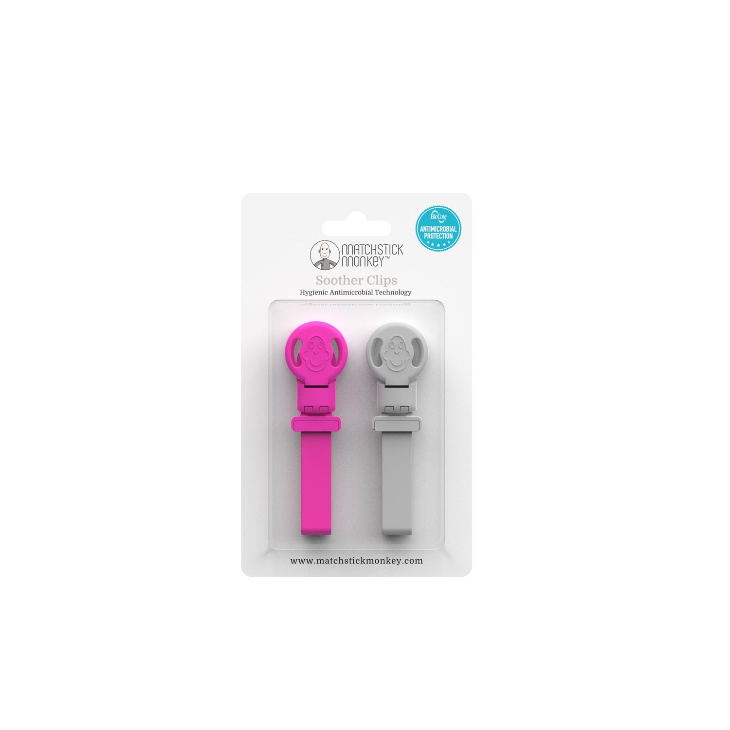 Pink &amp; Cool Gray Double Soother Clips