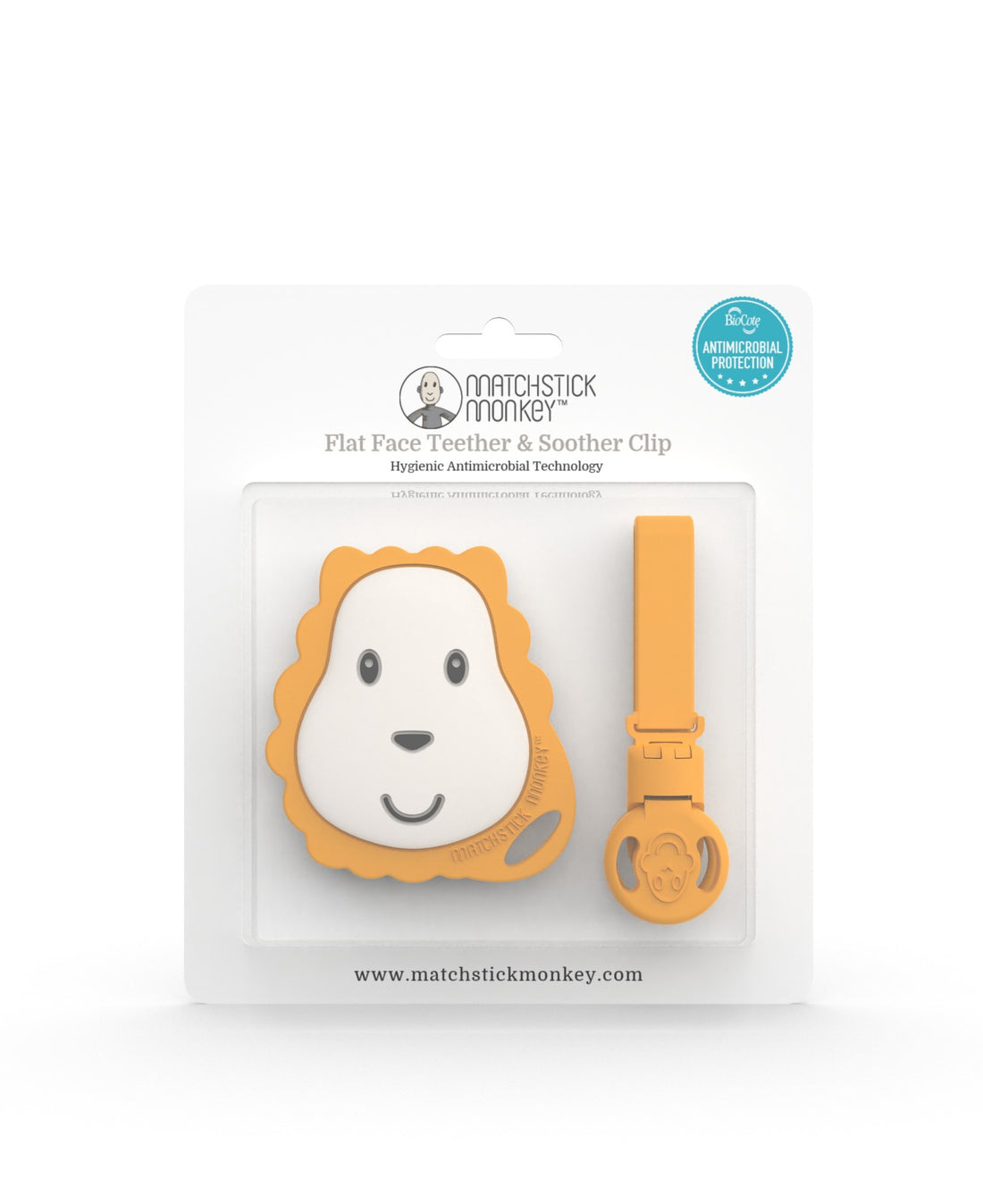 Lion Flat Face Teether &amp; Soother Clip Set