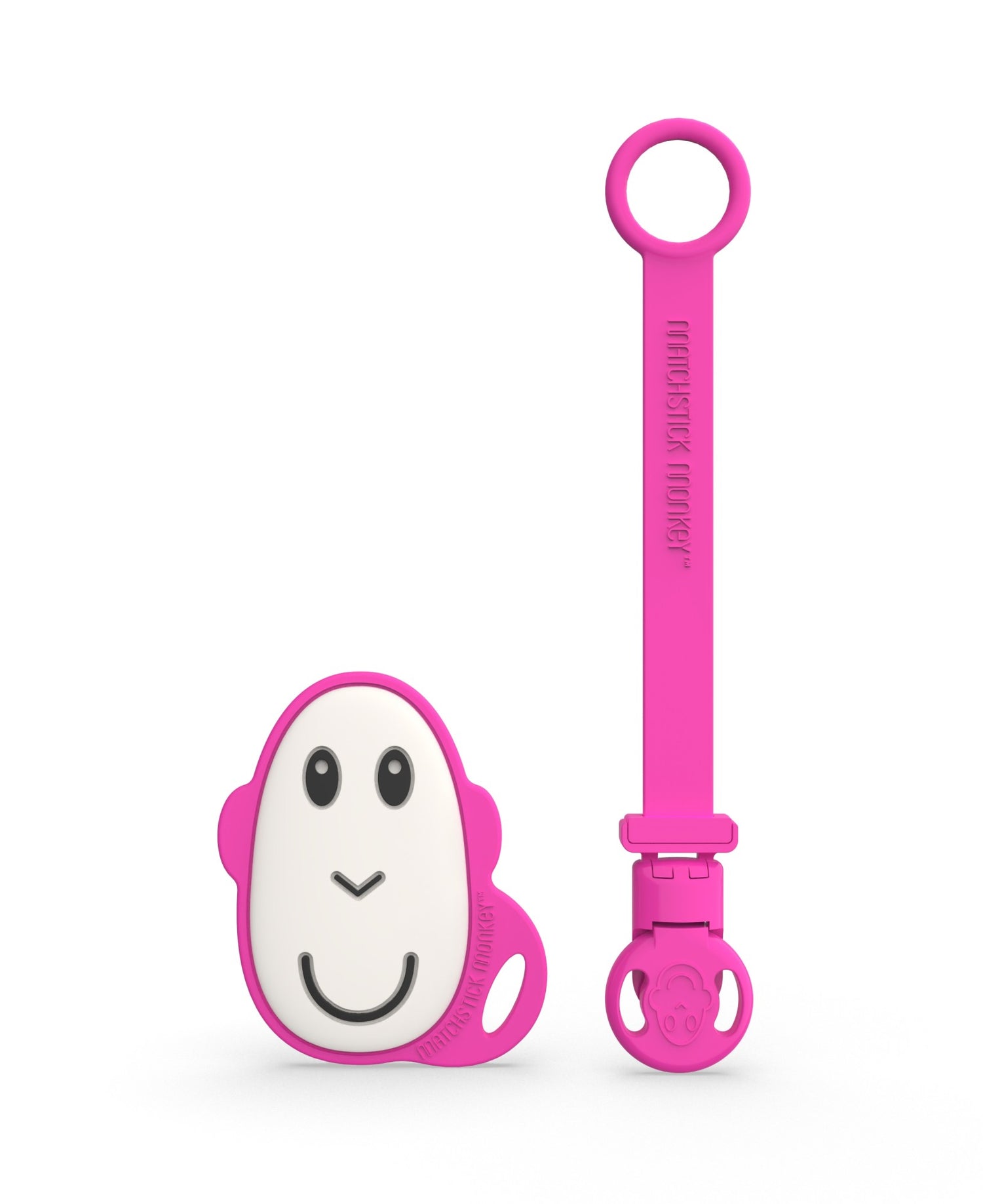 Pink Flat Face Teether &amp; Soother Clip Set