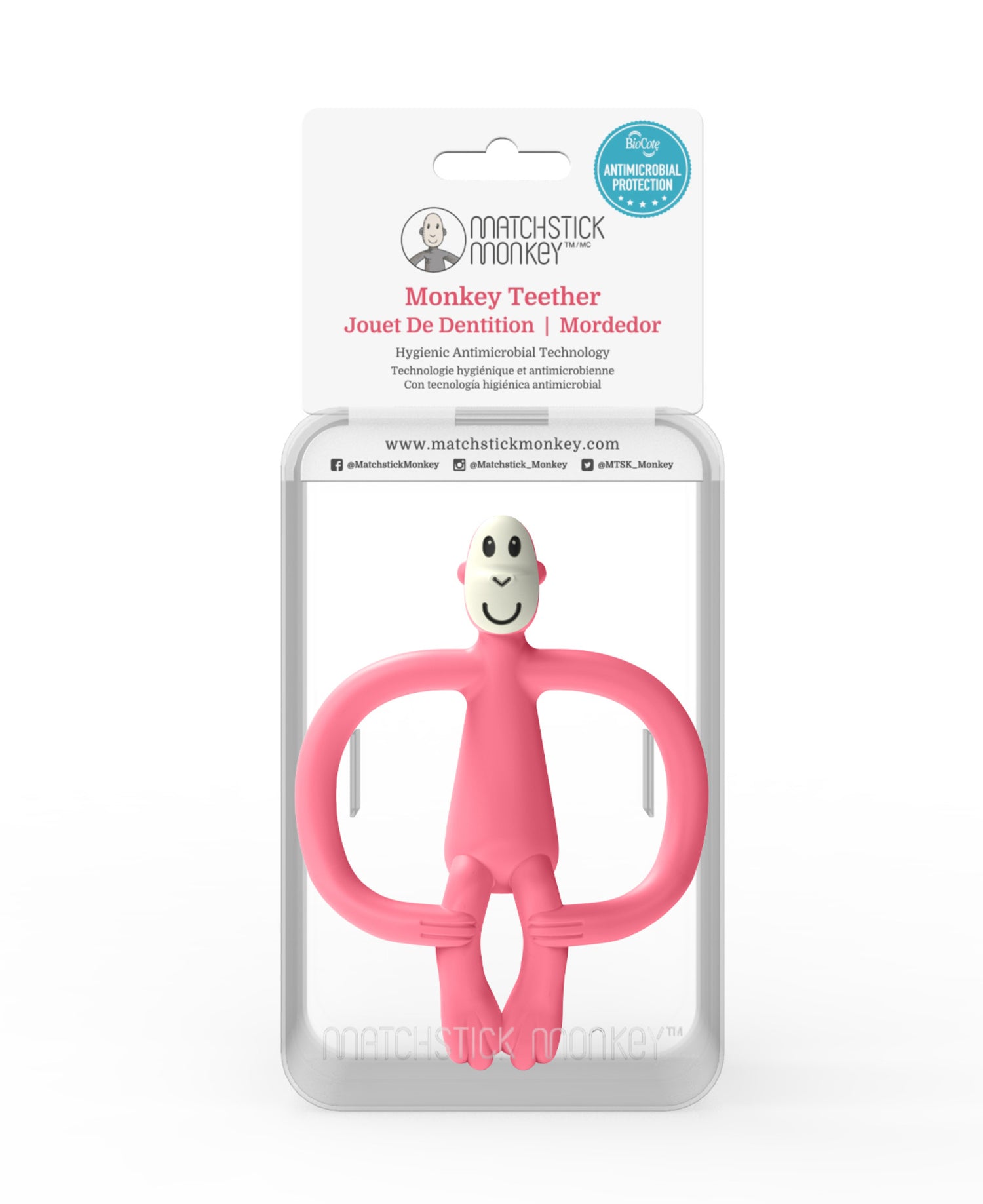 Pink Matchstick Monkey Animal Teether