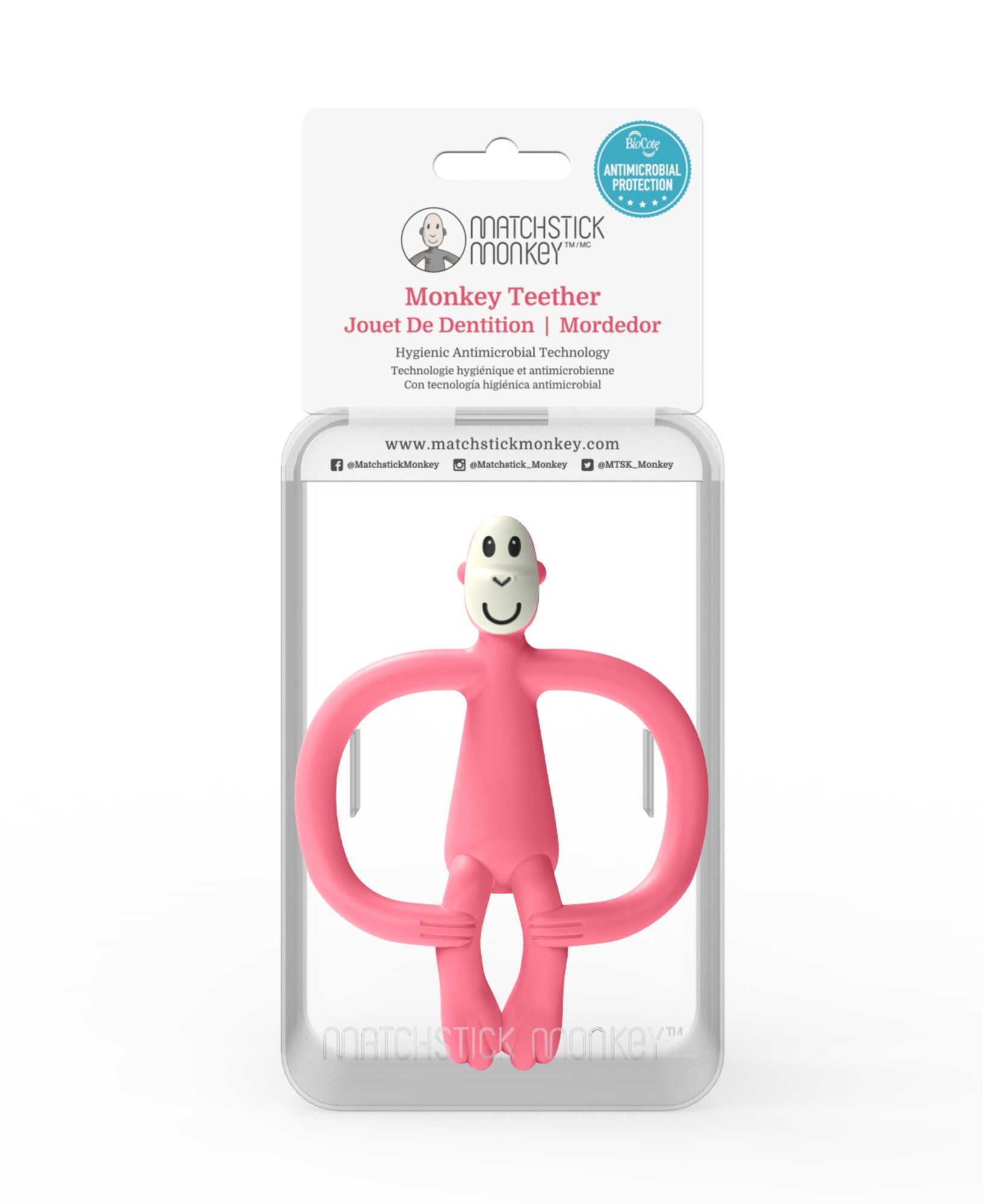 Pink Matchstick Monkey Animal Teether