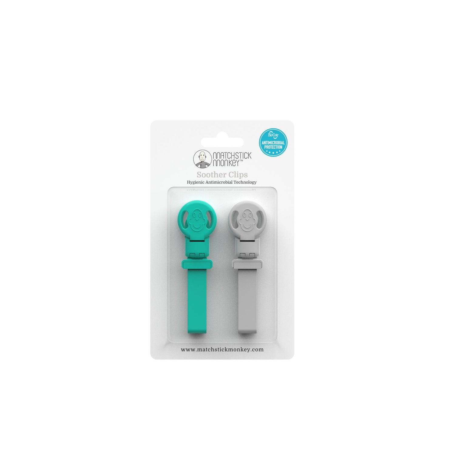 Green &amp; Cool Gray Double Soother Clips