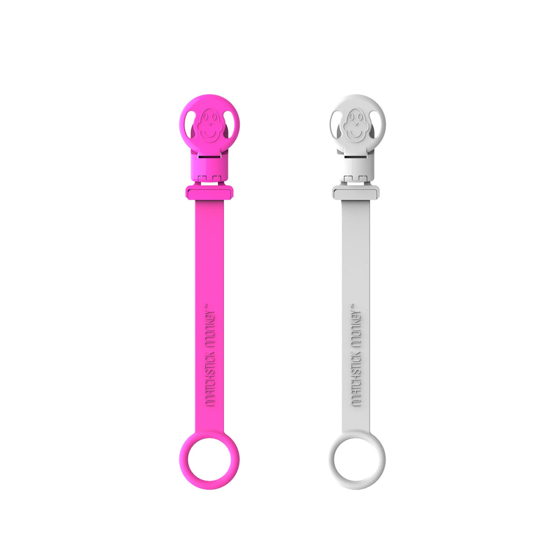 Pink &amp; Cool Gray Double Soother Clips